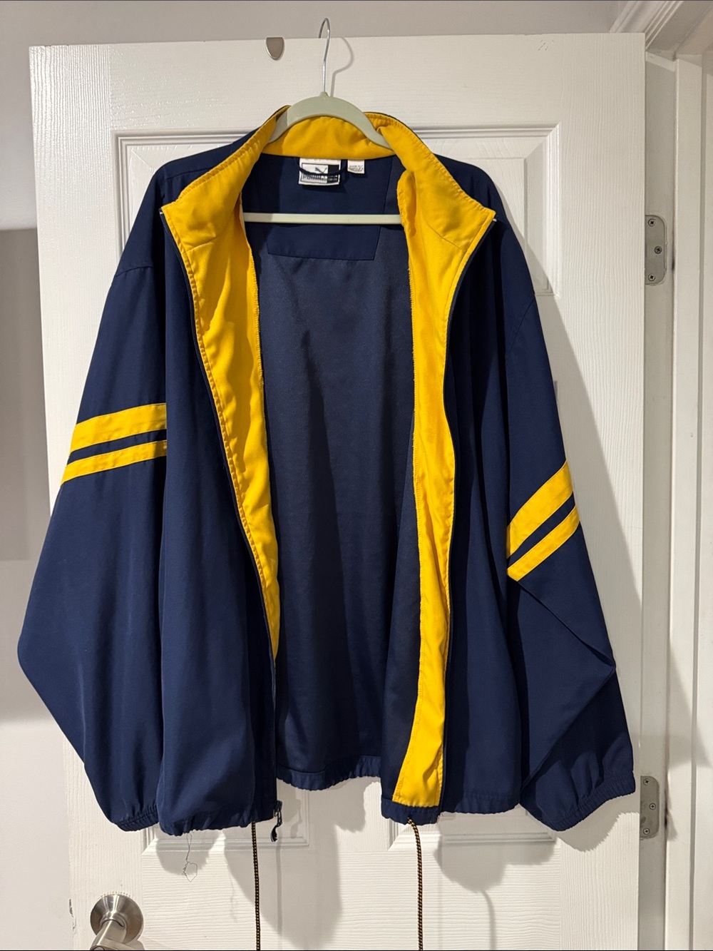 Puma Navy Jacket with Yellow Collar & Sleeve Stripes size XXL - Picture 4 of 7